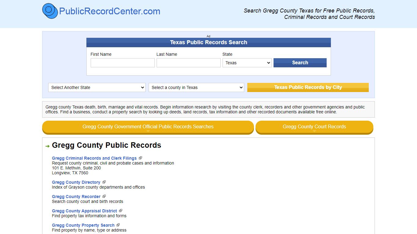 Gregg County Texas Free Public Records - Court Records ...