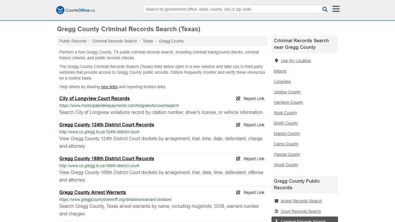 Gregg County Criminal Records Search (Texas) - County Office